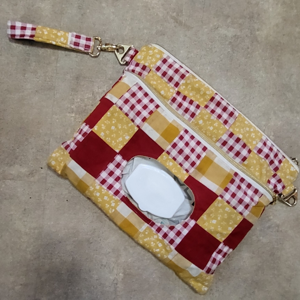 Handmade Patchwork Diaper Bag Wipes Pouch